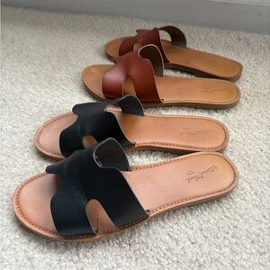 Womens Slide Sandals - Black and Brown